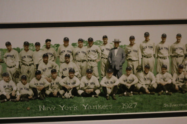 1927 NY Yankees COLORIZED Panoramic Team Print-Framed & Matted - Graded And Framed