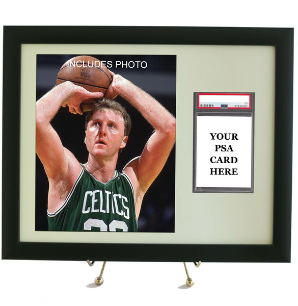 Sports Card Frame for YOUR PSA Graded Larry Bird Card (INCLUDES PHOTO) - Graded And Framed