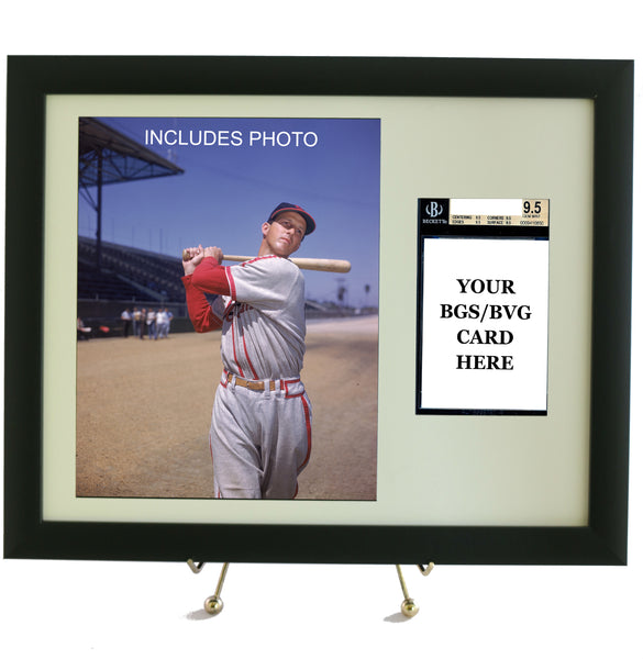 Graded Sports Card Frame for YOUR BVG (Beckett) Stan Musial Card (INCLUDES PHOTO) - Graded And Framed