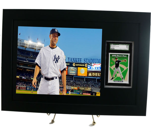 SGC Sports Card Framed Display with an 8 x 10 Horizontal Photo Opening (New-All Black Design) - Graded And Framed