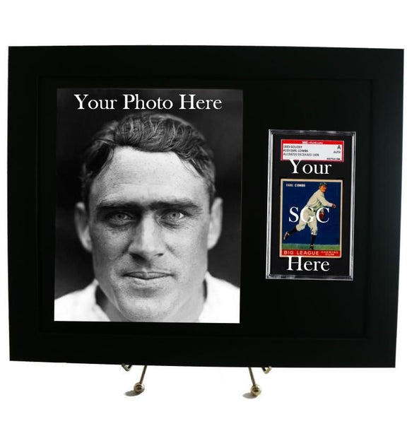 Sports Card Frame for an SGC Graded Card with 8 x 10 Photo Opening (New-Black Design) - Graded And Framed