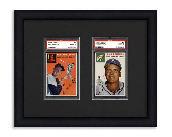 Framed Display for (2) PSA Graded Vertical Cards (NEW Black 8x10 size)