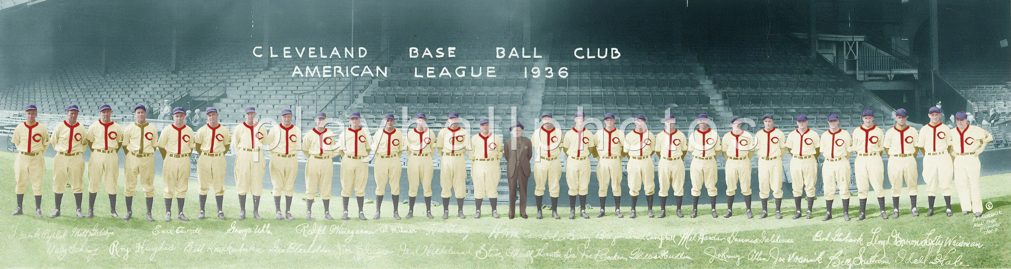 1936 Cleveland Indians Colorized Team Print-16"x4"