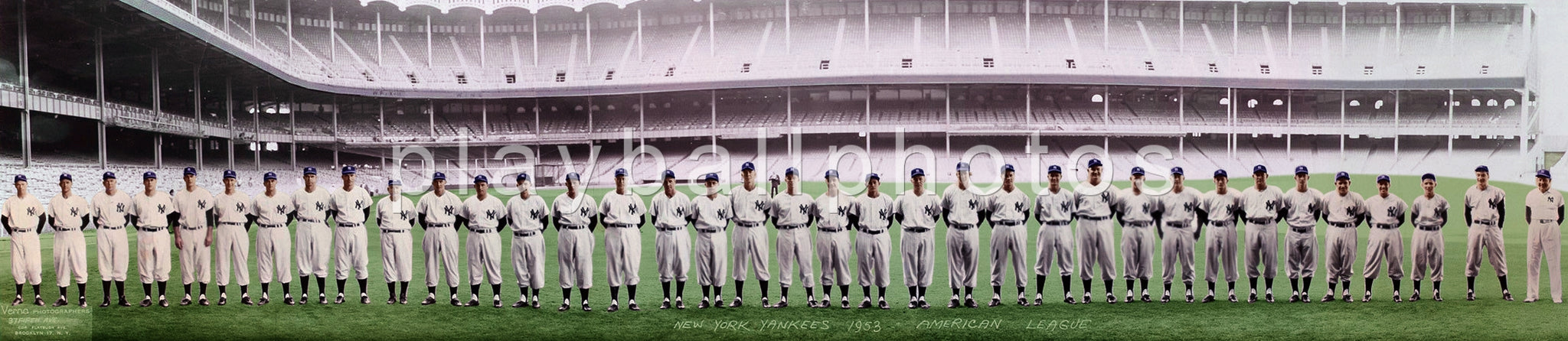 1953 New York Yankees Colorized Team 20"x4"