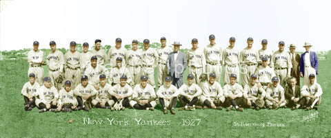 1927 New York Yankees Colorized Team Print-12"x4"