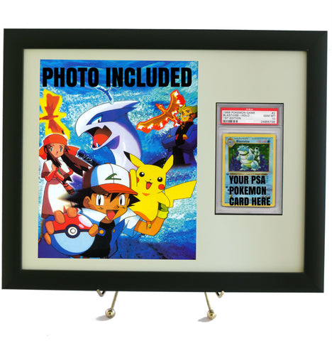 Pokemon Card Frame for a PSA Pokemon Card w/ 8 x 10 Pokemon Print (INCLUDES PHOTO) - Graded And Framed