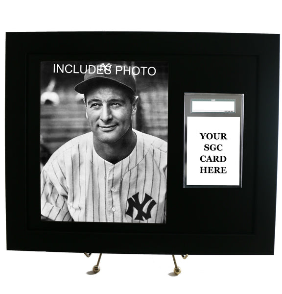 Sports Card Frame for YOUR SCG Graded Lou Gehrig Card- Black Design (INCLUDES PHOTO) - Graded And Framed