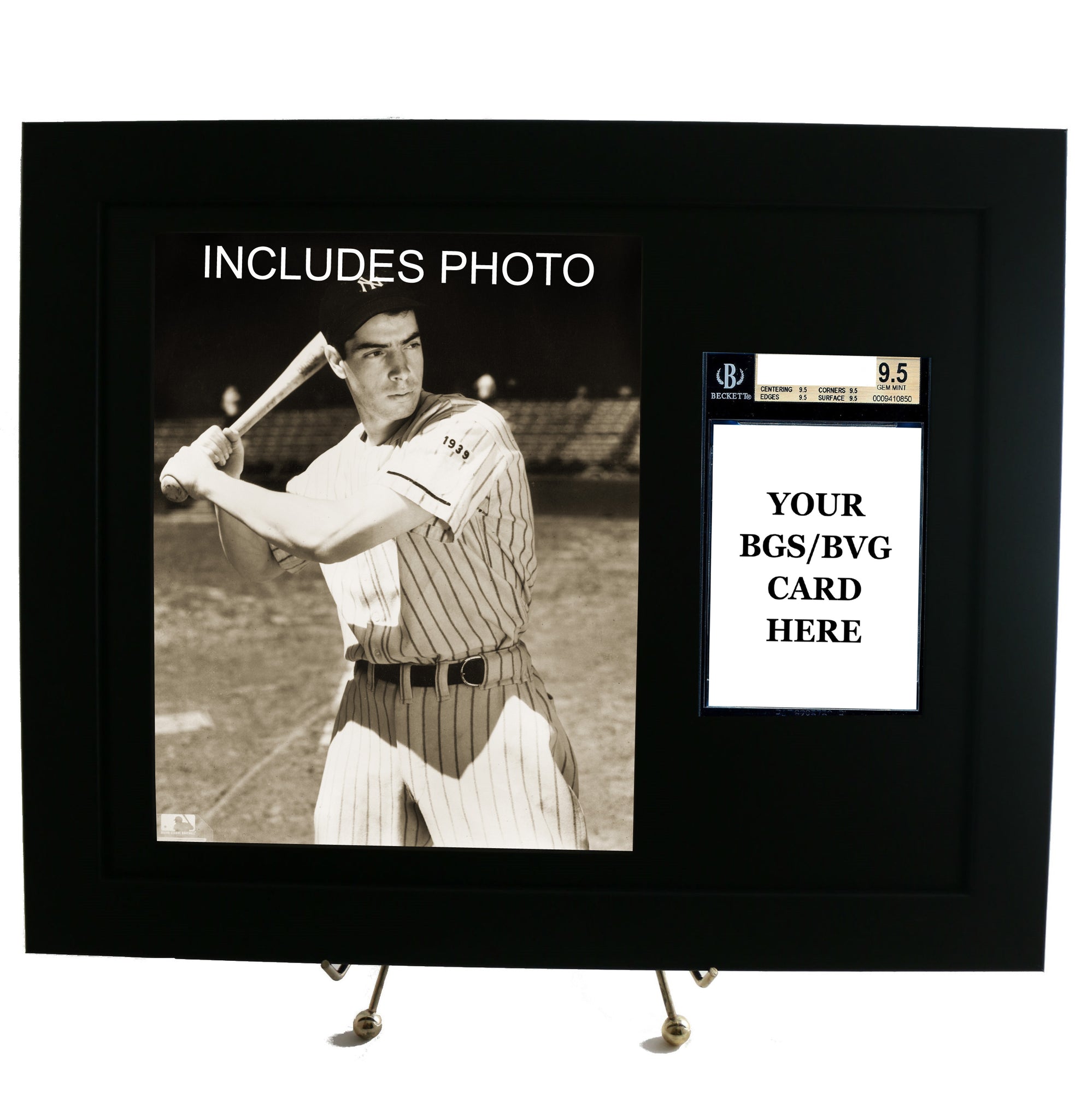 Sports Card Frame for YOUR BVG (Beckett) Joe DiMaggio Card (INCLUDES PHOTO) - Graded And Framed