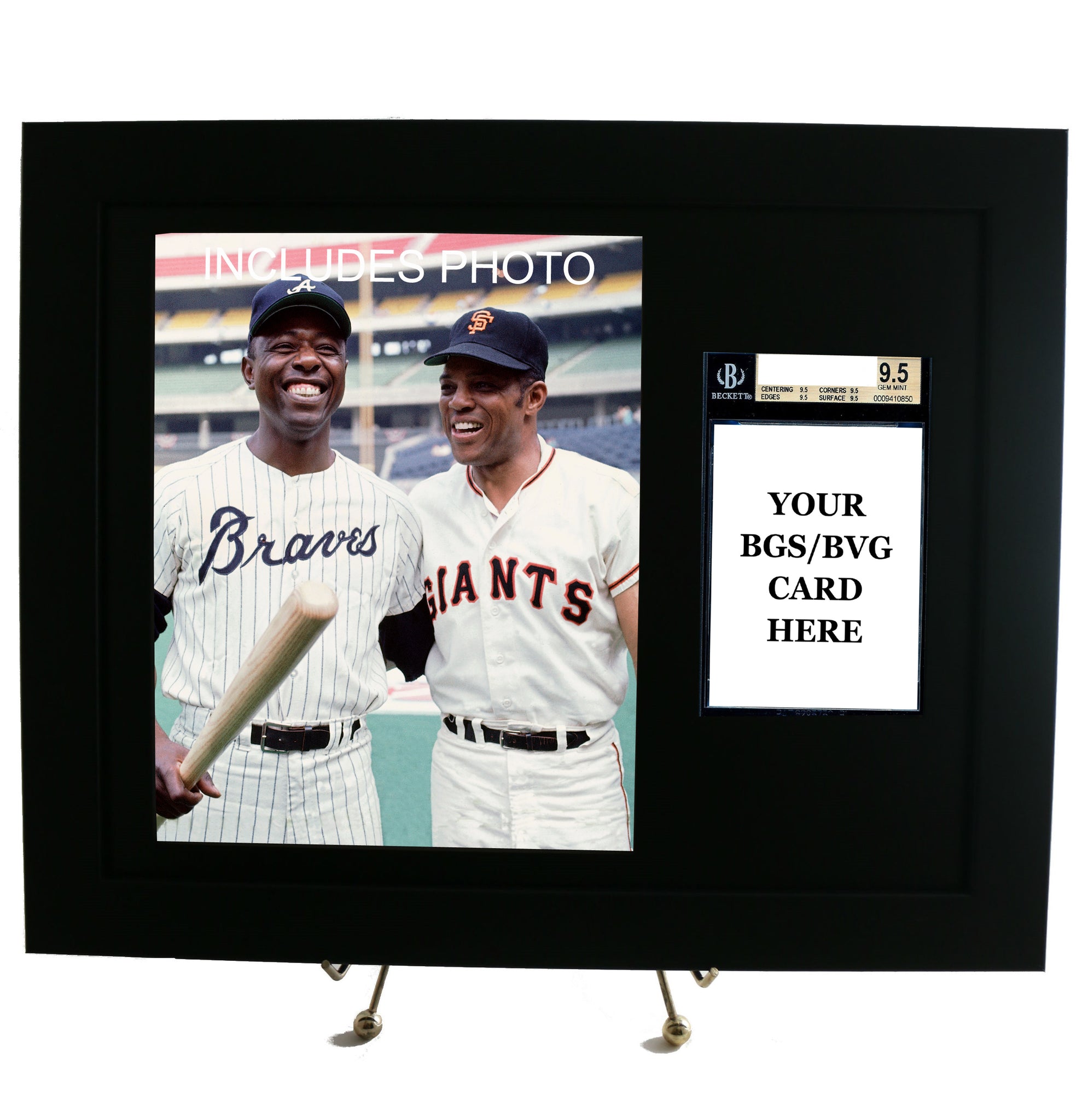 Sports Card Frame for YOUR Graded BVG Hank Aaron Card (INCLUDES PHOTO) - Graded And Framed
