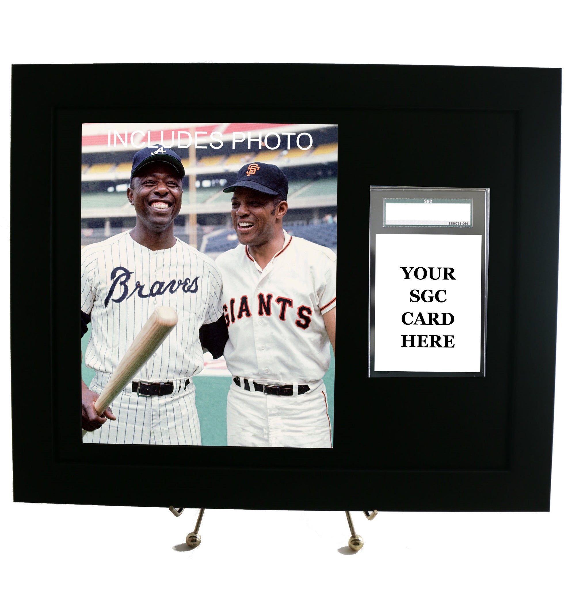 Sports Card Frame for YOUR SGC Graded Hank Aaron Card (INCLUDES PHOTO) - Graded And Framed