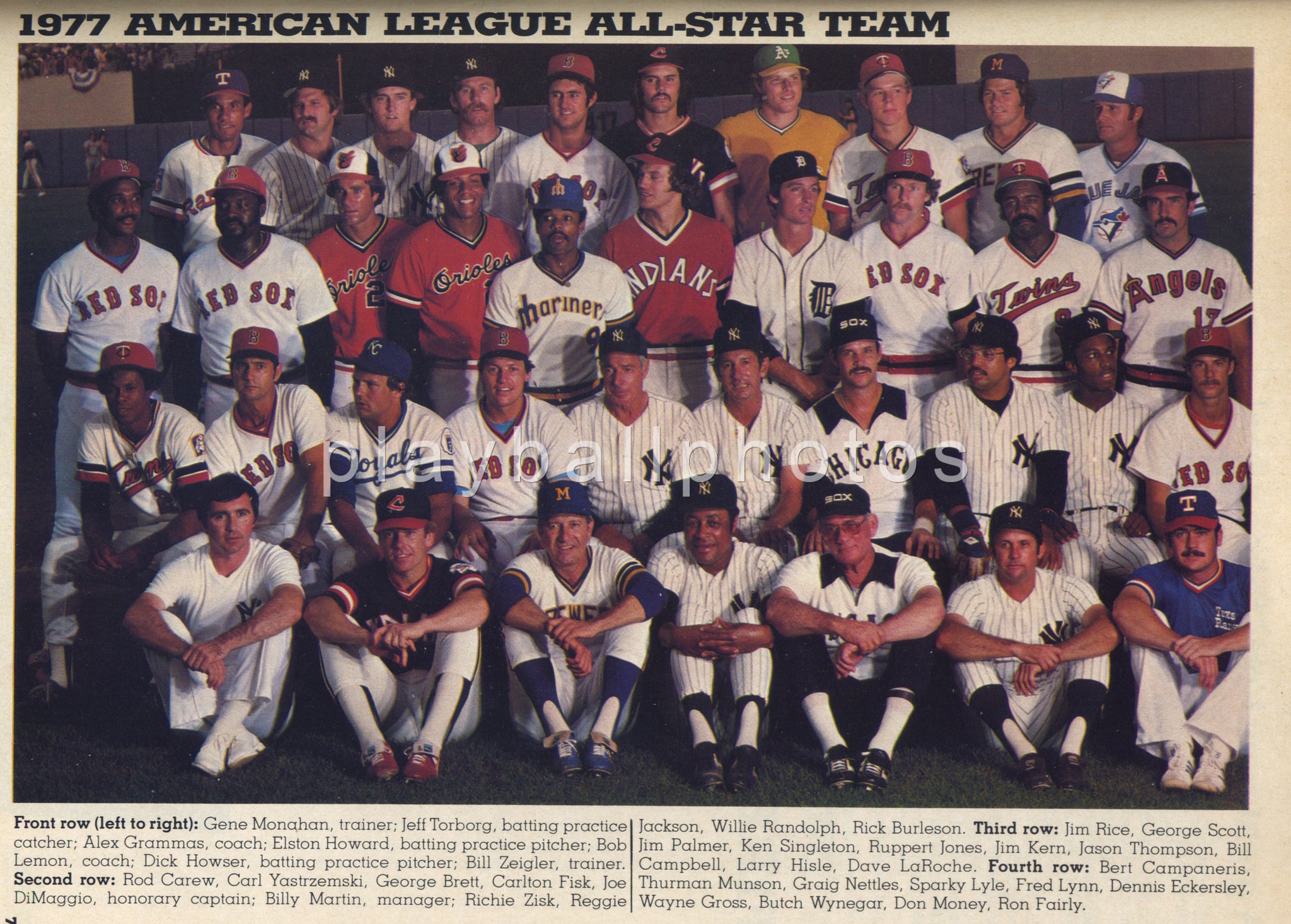 1977 American League All Star Team 8x10 Print