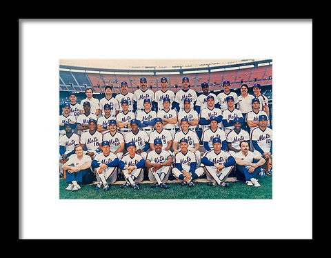 1986 NY Mets Team Print Matted & Framed - Graded And Framed