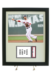 Sports Card Frame for YOUR Dustin Pedroia Horizontal PSA Graded Card (INCLUDES PHOTO) - Graded And Framed