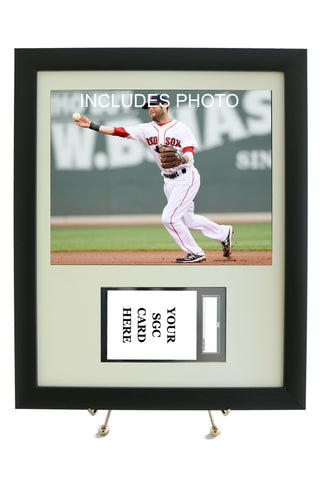 Sports Card Frame for YOUR Dustin Pedroia Horizontal SGC Graded Card (INCLUDES PHOTO) - Graded And Framed