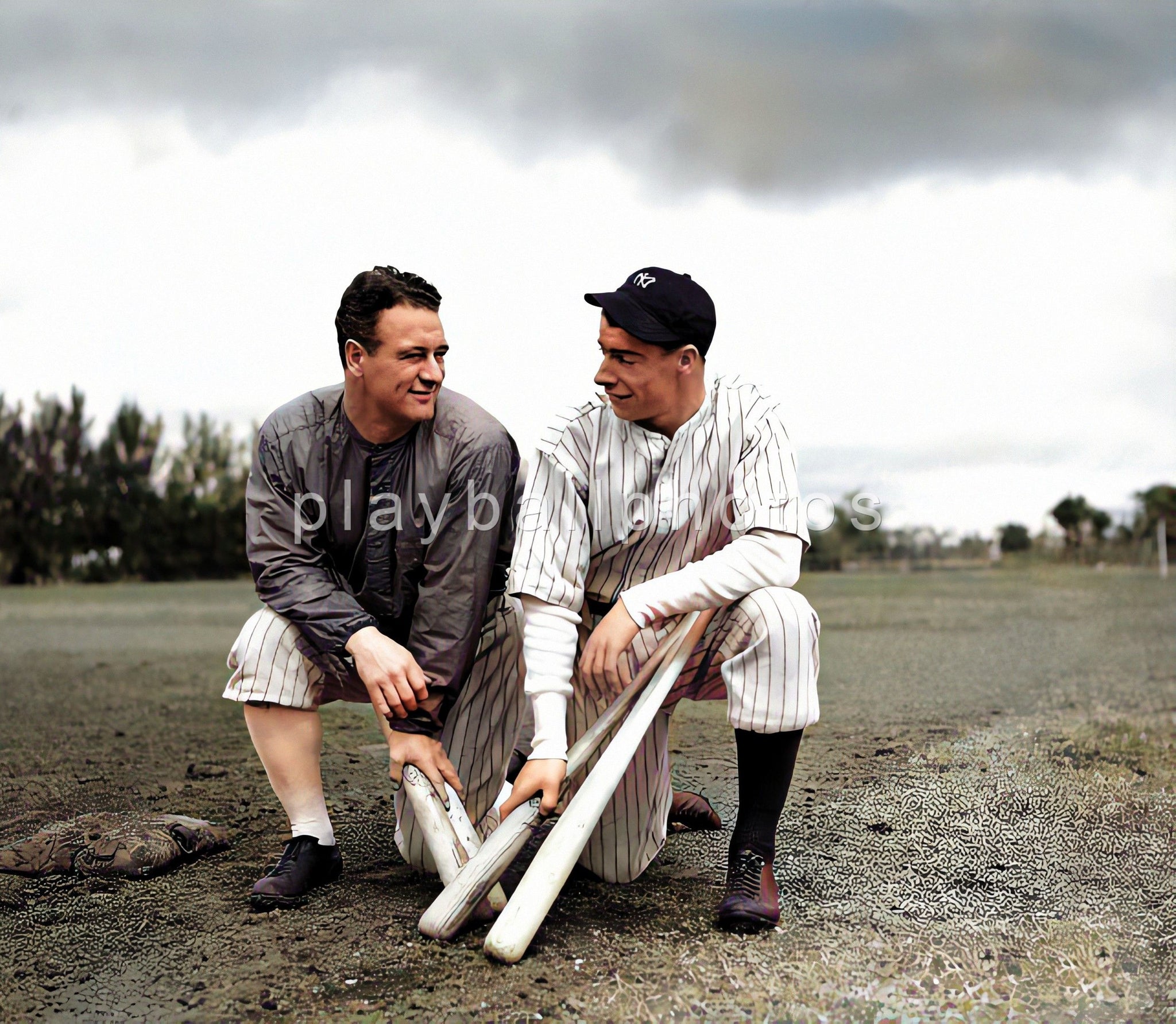 Lou Gehrig & Joe DiMaggio Colorized 8x10 Print