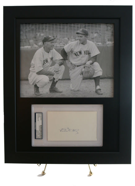 Framed Display for a PSA/DNA 3x5 Autograph w/ 8x10 Horizontal Photo Opening (New-Black Design) - Graded And Framed