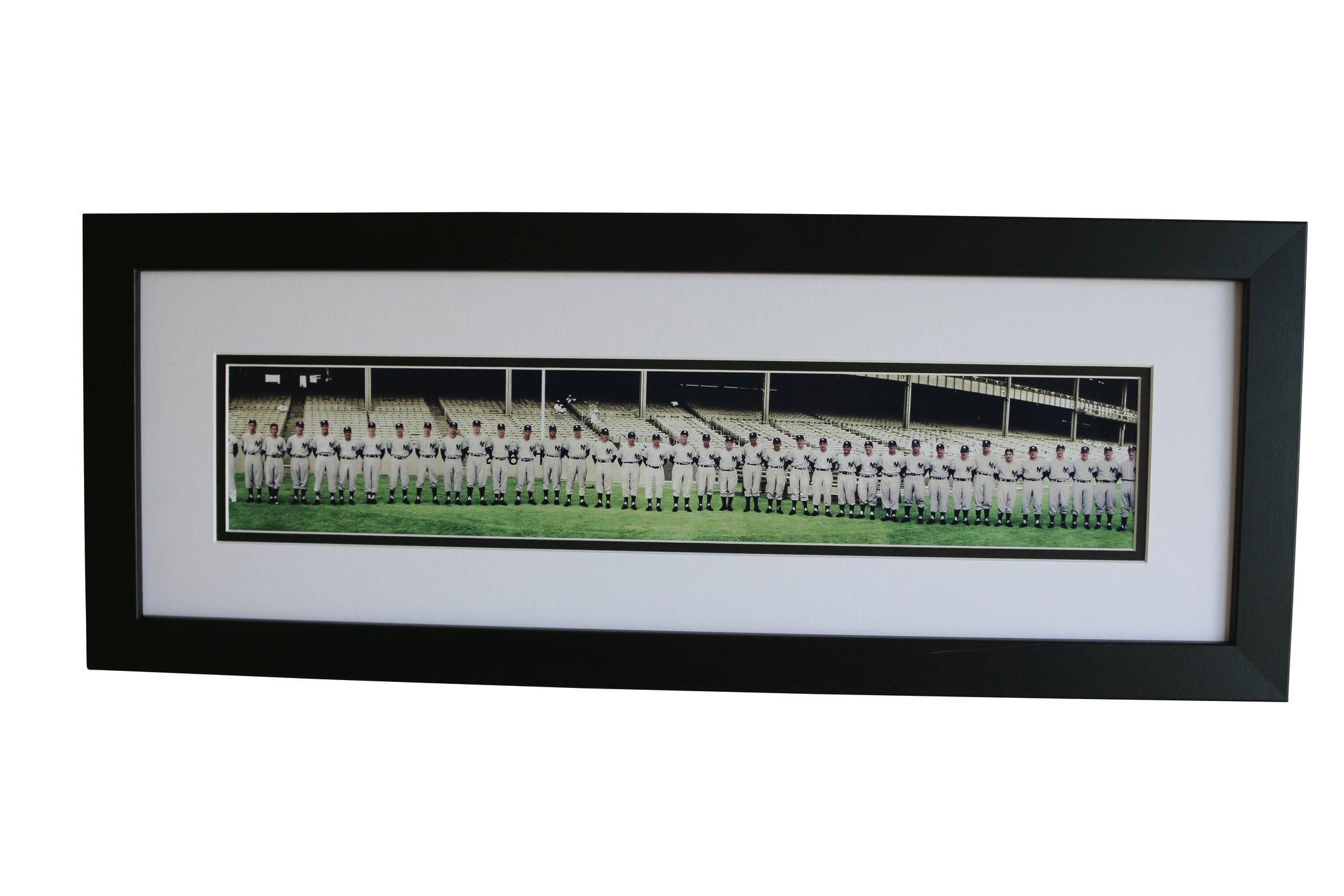 1954 NY Yankees Framed Panoramic Team Print-COLORIZED (3 FEET LONG!) - Graded And Framed