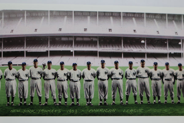 1953 New York Yankees Framed Panoramic Print- COLORIZED - Graded And Framed