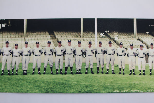1954 NY Yankees Framed Panoramic Team Print-COLORIZED (3 FEET LONG!) - Graded And Framed