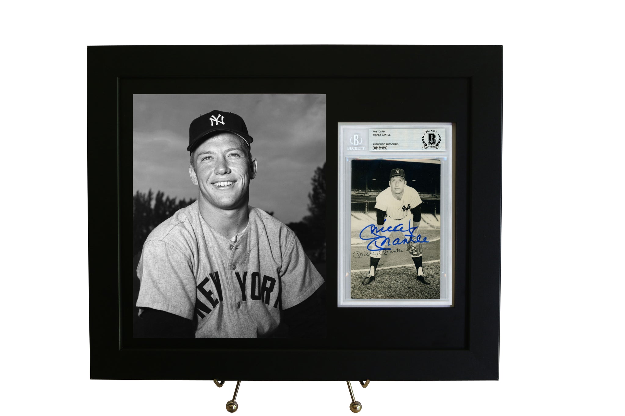 Framed Display for a Beckett Slabbed Postcard w/ 8x10 Vertical Photo Opening - Graded And Framed