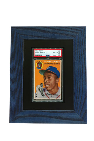 PSA Sports Card Framed Display-New Black Design w/ Blue Frame - Graded And Framed