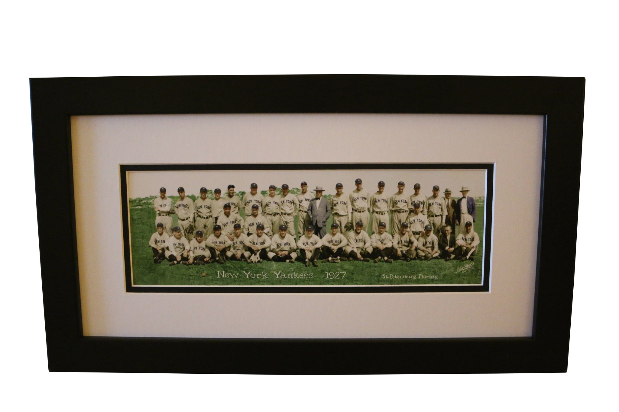 1927 NY Yankees COLORIZED Panoramic Team Print-Framed & Matted - Graded And Framed