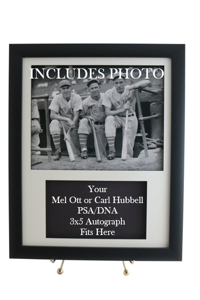 Display Frame for your Mel Ott/Carl Hubbell PSA  3x5 Autograph (INCLUDES PHOTO) - Graded And Framed