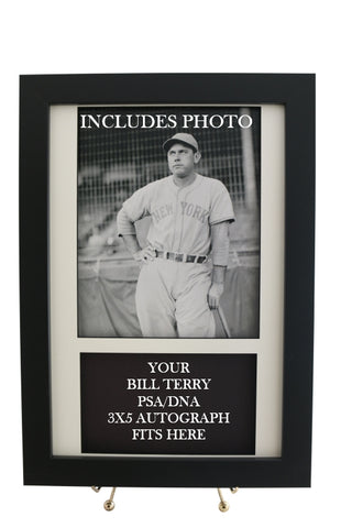 Display Frame for your BILL TERRY PSA  3x5 Autograph (INCLUDES PHOTO) - Graded And Framed