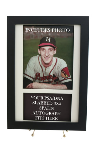 Display Frame for your WARREN SPAHN PSA 3x5 Autograph (INCLUDES PHOTO) - Graded And Framed