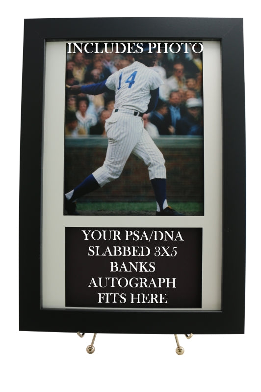 Framed Display for your Ernie Banks PSA/DNA 3x5 Autograph (INCLUDES PHOTO) - Graded And Framed