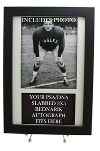 Framed Display for your CHUCK BEDNARIK PSA/DNA 3x5 Autograph (INCLUDES PHOTO) - Graded And Framed