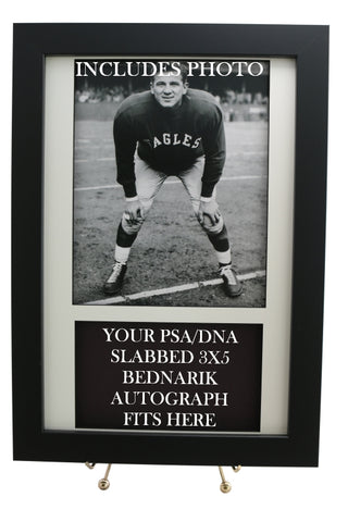 Framed Display for your CHUCK BEDNARIK PSA/DNA 3x5 Autograph (INCLUDES PHOTO) - Graded And Framed