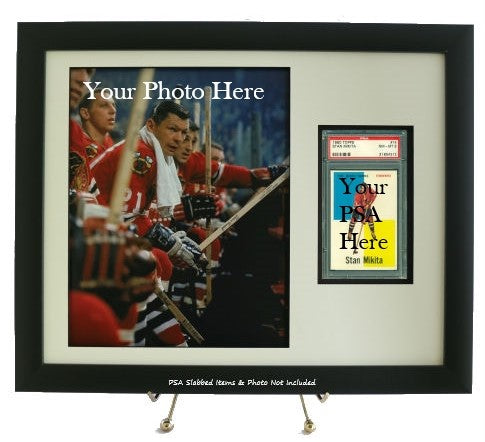 Sports Card Frame for a PSA Graded Vertical Card with an 8 x 10 Photo Opening - Graded And Framed