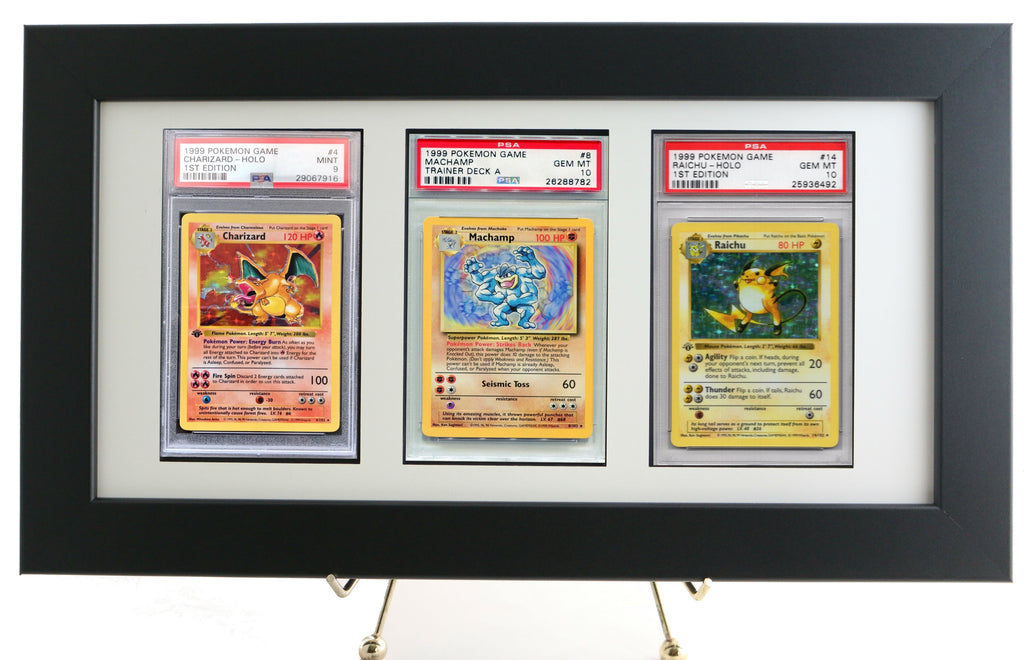PSA Card Frame for (3) PSA Graded Pokemon Cards (White Design) PSA Card Frame for (3) PSA Graded Pokemon Cards (White Design)