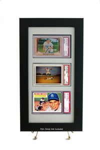 PSA Graded Sports Card Frame for (3) Horizontal Cards - Graded And Framed
