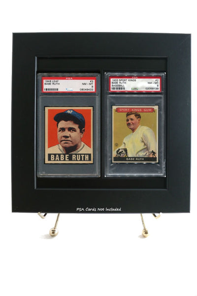 Sports Card Frame for (2) PSA Graded Vertical Cards (New-Black Design) - Graded And Framed