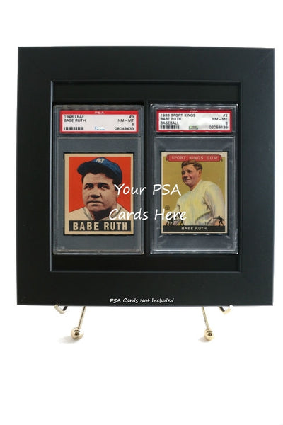 Sports Card Frame for (2) PSA Graded Vertical Cards (New-Black Design) - Graded And Framed