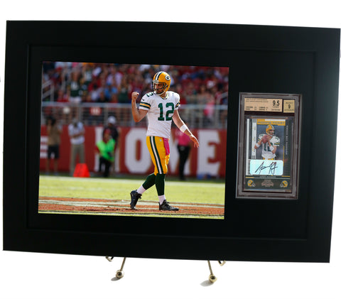 Sports Card Frame for a BGS Graded Card w/ an 8 x 10 Horizontal Photo Opening (Black) - Graded And Framed