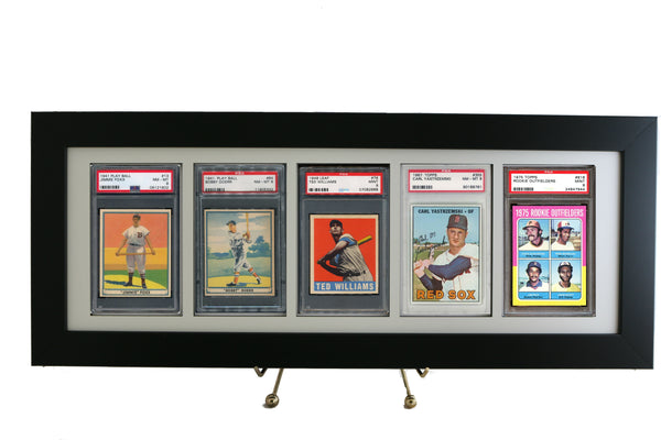 Sports Card Frame for (5) PSA Graded Cards (vertical or horizontal) - Graded And Framed