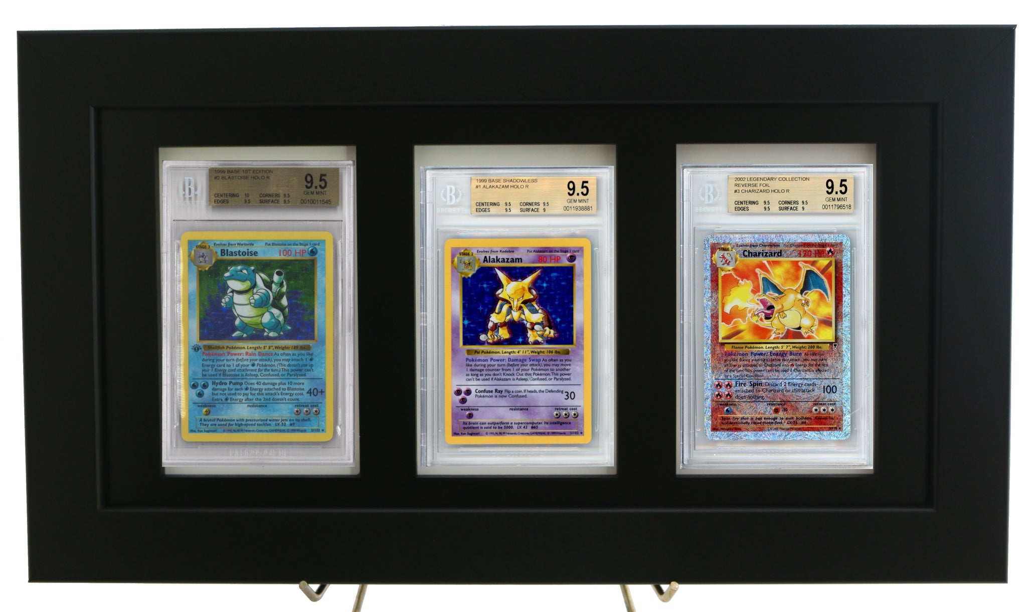 Framed Display for (3) BGS Beckett Graded Pokemon Cards Framed Display for (3) BGS Beckett Graded Pokemon Cards