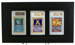 Framed Display for (3) BGS Beckett Graded Pokemon Cards - Graded And Framed