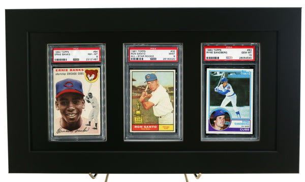 Sports Card Frame for (3) PSA Graded Cards (Black Design) - Graded And Framed