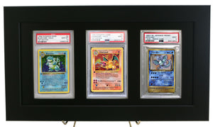 Framed Display for (3) PSA Graded Pokemon Cards - Graded And Framed