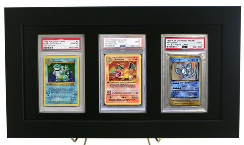 Framed Display for (3) PSA Graded Pokemon Cards - Graded And Framed