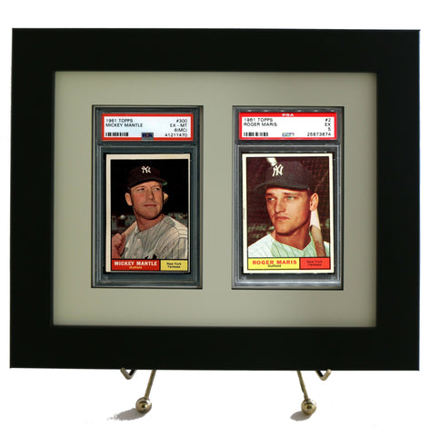 Framed Display for (2) PSA Graded Vertical Cards (NEW 8x10-size) - Graded And Framed
