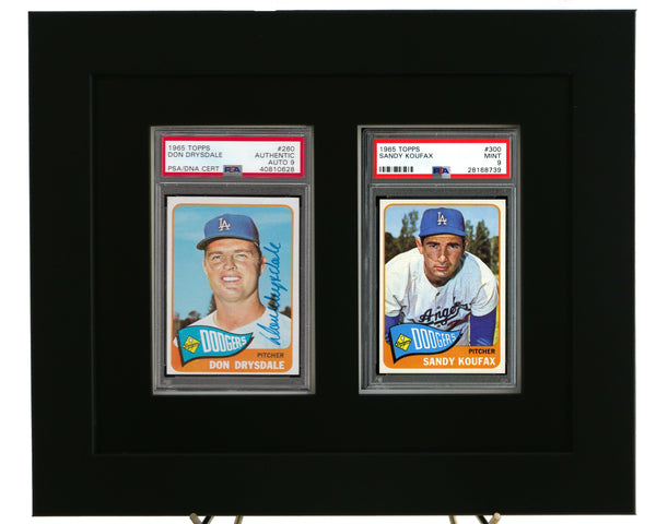 Framed Display for (2) PSA Graded Vertical Cards (NEW Black 8x10 size) - Graded And Framed