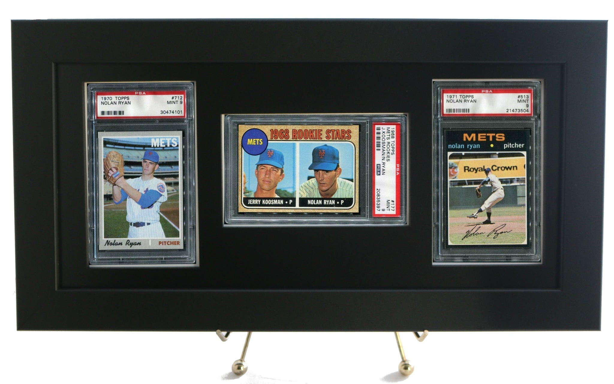Sports Card Frame for Three PSA Graded Cards (2 Vertical/1 Horizontal)- New Black Design - Graded And Framed