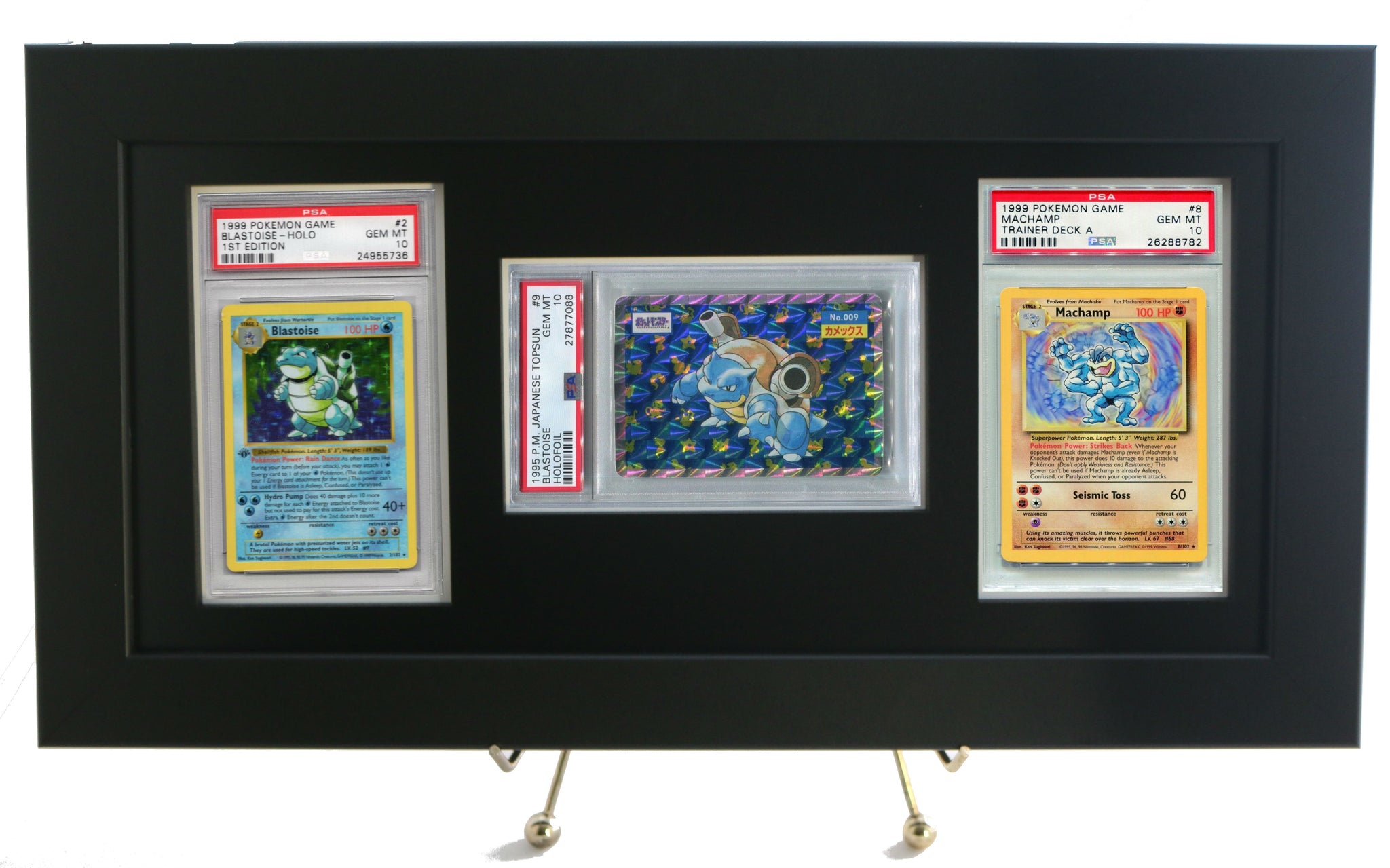 Pokemon Card Frame/Display for (2) Vertical & (1) Horizontal PSA Pokemon Cards-Black Design - Graded And Framed