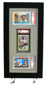 Sports Card Frame for Three PSA Graded Cards (2 Horizontal/ 1 Vertical) New-White Design - Graded And Framed