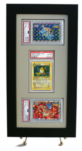 Pokemon Card Frame/Display for (2) Horizontal & (1) Vertical PSA Pokemon Cards-White Design - Graded And Framed